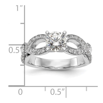 14K Weißgold Verlobungsring mit Zargenfassung und Infinity-Design und simuliertem Diamanten