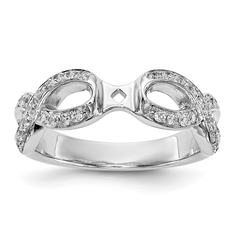 14K Weißgold Verlobungsring mit Zargenfassung und Infinity-Design und simuliertem Diamanten