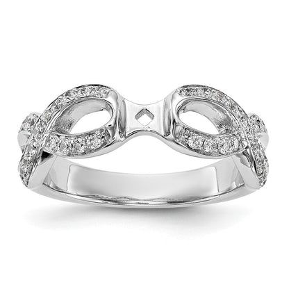 14K Weißgold Verlobungsring mit Zargenfassung und Infinity-Design und simuliertem Diamanten