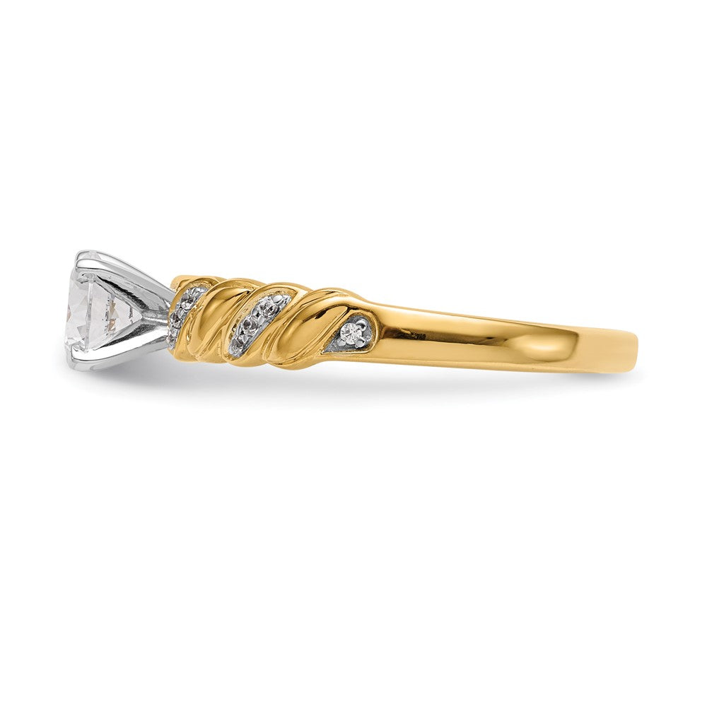 14K Gelbgold Kreuz-Verlobungsring mit Labordiamant in Krappenfassung