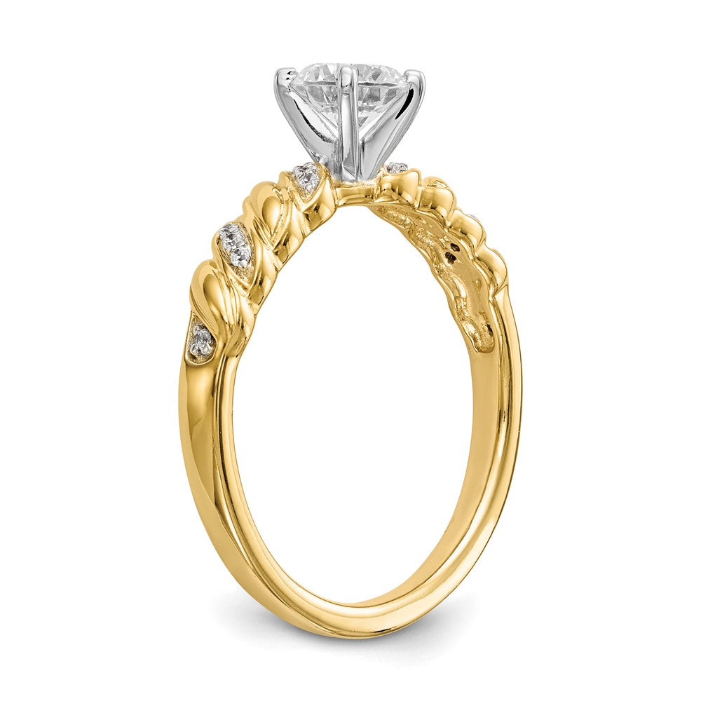 14K Gelbgold Kreuz-Verlobungsring mit Labordiamant in Krappenfassung