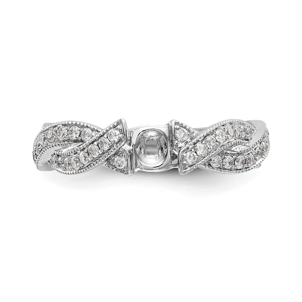 14K Weißgold Kreuz Stift Set 3/8 Karat Diamant Halbfassung Verlobungsring