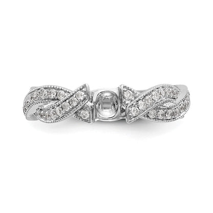 14K Weißgold Kreuz Stift Set 3/8 Karat Diamant Halbfassung Verlobungsring