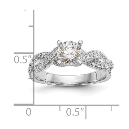 14K Weißgold Kreuz Stift Set 3/8 Karat Diamant Halbfassung Verlobungsring