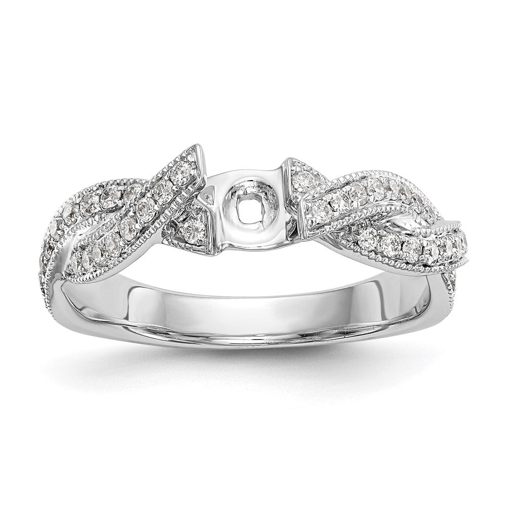 14K Weißgold Kreuz Stift Set 3/8 Karat Diamant Halbfassung Verlobungsring