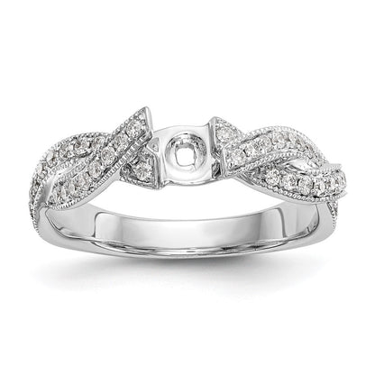 14K Weißgold Kreuz Stift Set 3/8 Karat Diamant Halbfassung Verlobungsring