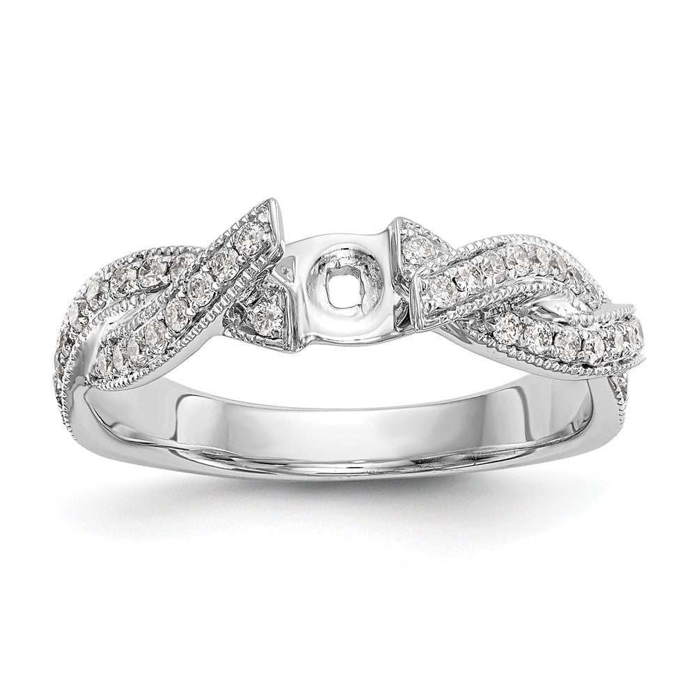 14K Weißgold Kreuz Stift Set 3/8 Karat Diamant Halbfassung Verlobungsring