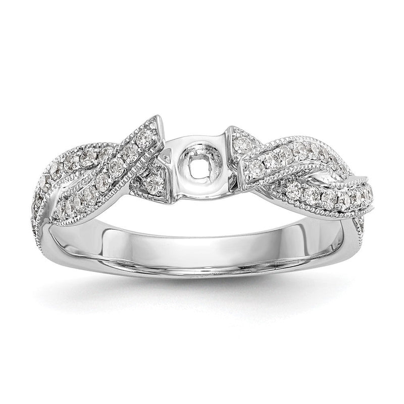 14K Weißgold Kreuz Stift Set 3/8 Karat Diamant Halbfassung Verlobungsring