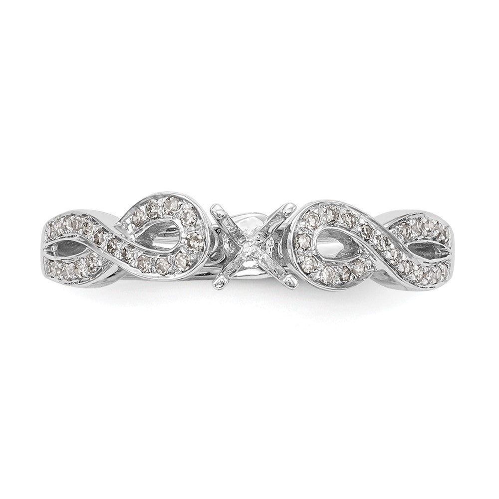14K Weißgold Verlobungsring im Kreuz-Design mit simuliertem Diamant