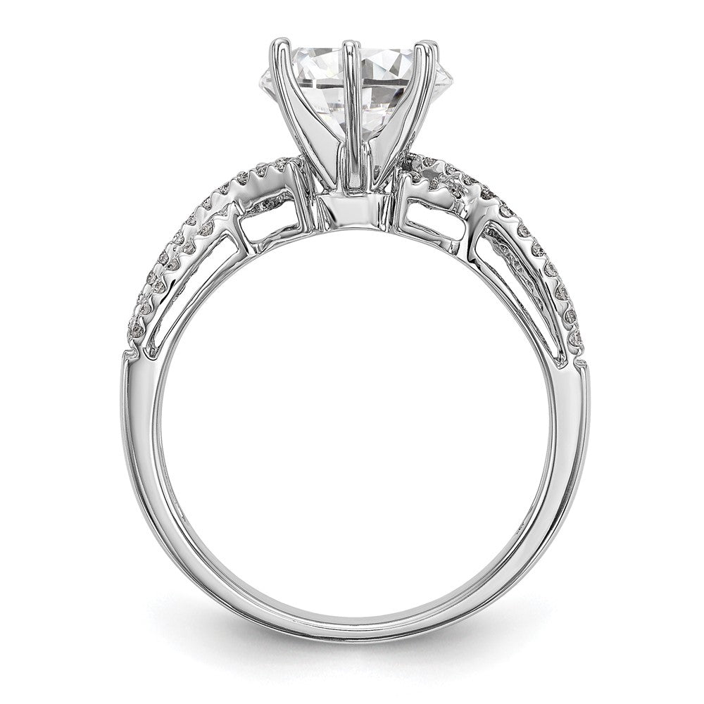 Verlobungsring aus 14K Weißgold mit Krappenfassung und simuliertem Diamanten im Criss-Cross-Design