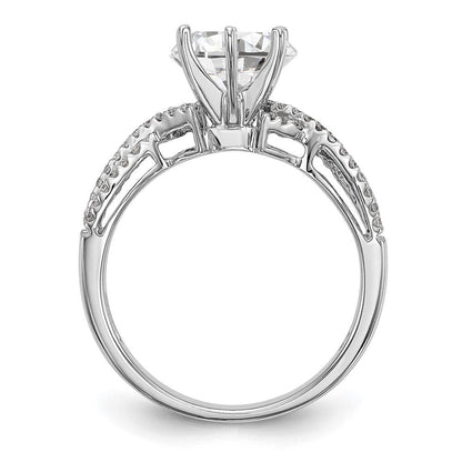 Verlobungsring aus 14K Weißgold mit Krappenfassung und simuliertem Diamanten im Criss-Cross-Design