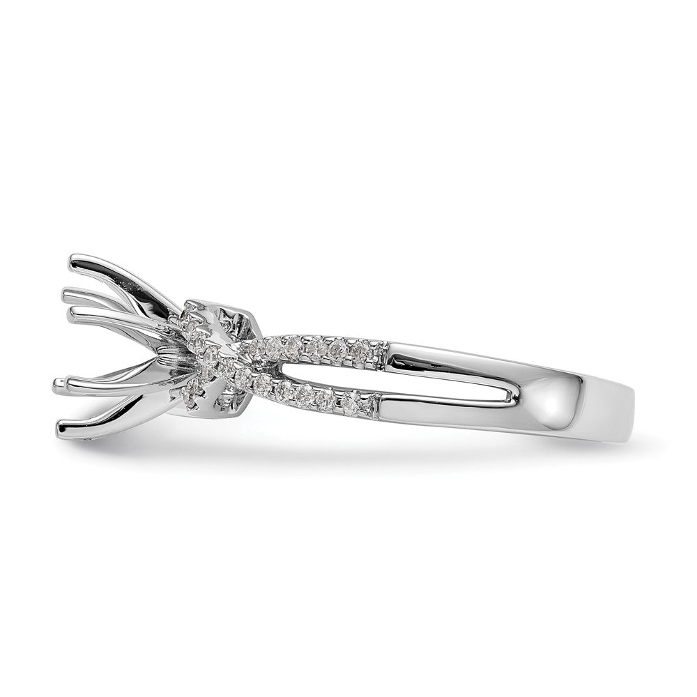 Verlobungsring aus 14K Weißgold mit Krappenfassung und simuliertem Diamanten im Criss-Cross-Design