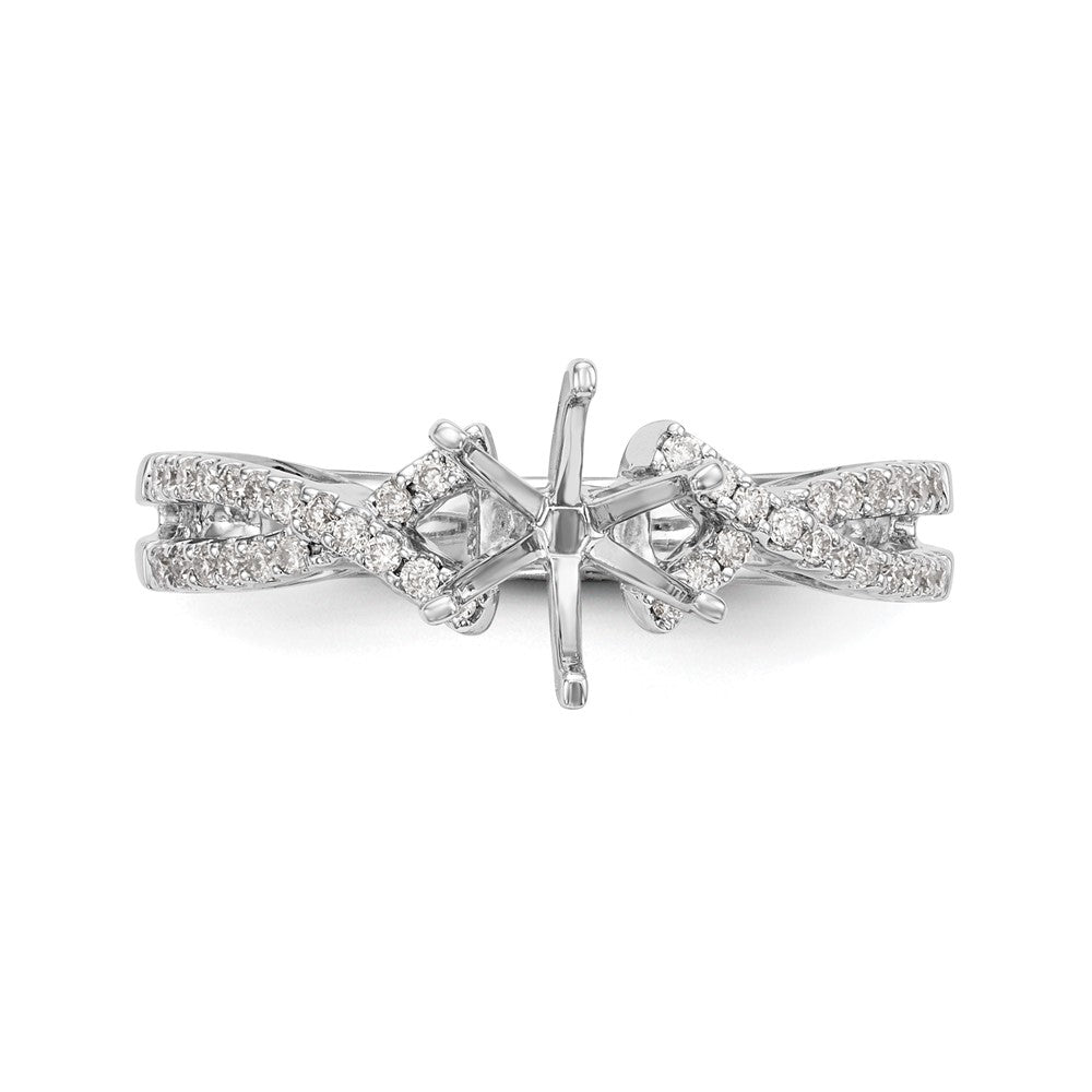 Verlobungsring aus 14K Weißgold mit Krappenfassung und simuliertem Diamanten im Criss-Cross-Design