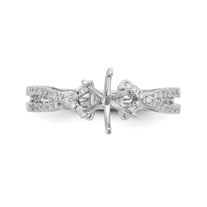 Verlobungsring aus 14K Weißgold mit Krappenfassung und simuliertem Diamanten im Criss-Cross-Design