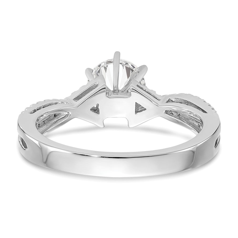 Verlobungsring aus 14K Weißgold mit Krappenfassung und simuliertem Diamanten im Criss-Cross-Design