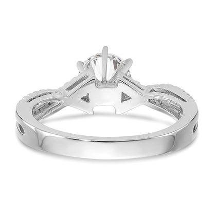 Verlobungsring aus 14K Weißgold mit Krappenfassung und simuliertem Diamanten im Criss-Cross-Design