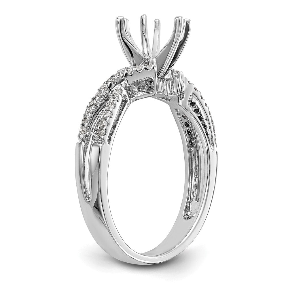 Verlobungsring aus 14K Weißgold mit Krappenfassung und simuliertem Diamanten im Criss-Cross-Design