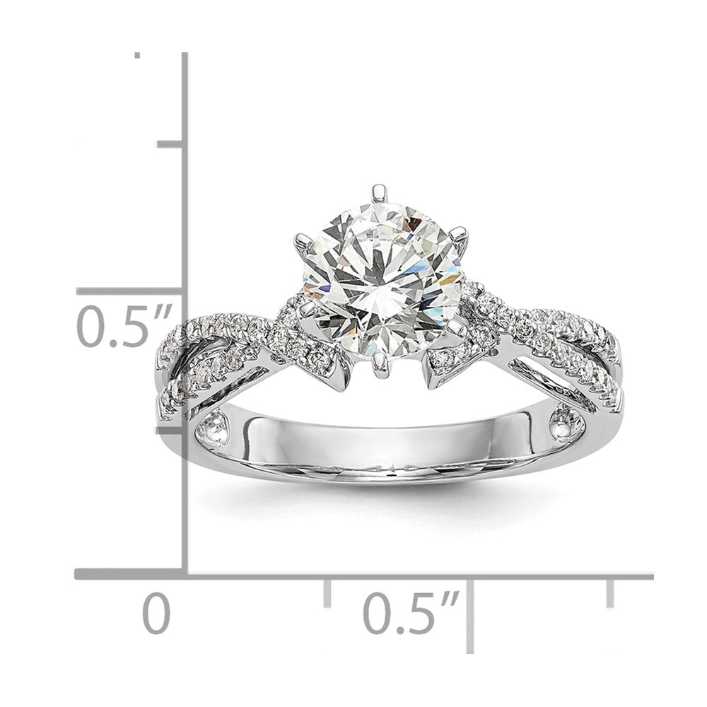 Verlobungsring aus 14K Weißgold mit Krappenfassung und simuliertem Diamanten im Criss-Cross-Design