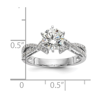 Verlobungsring aus 14K Weißgold mit Krappenfassung und simuliertem Diamanten im Criss-Cross-Design