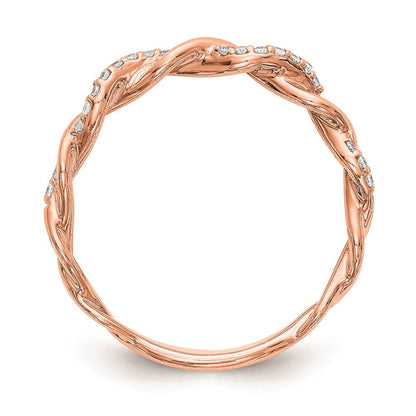 14K Roségold Ehering mit echten Diamanten