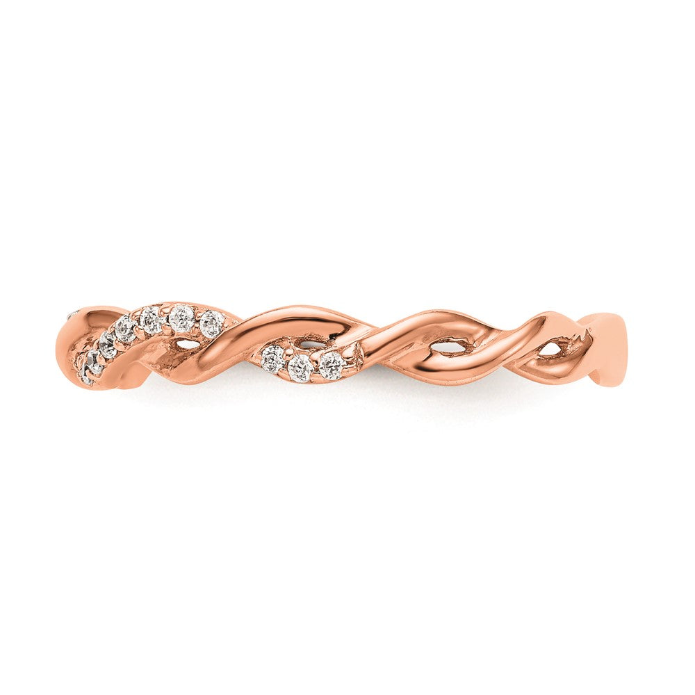 14K Roségold Ehering mit echten Diamanten