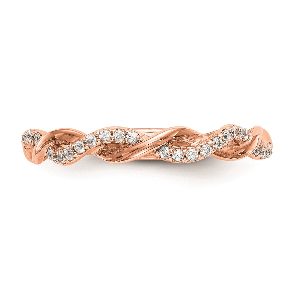 14K Roségold Ehering mit echten Diamanten