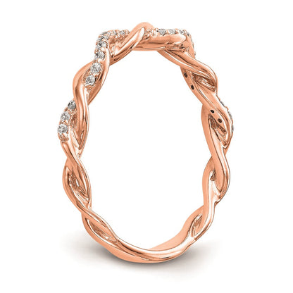 14K Roségold Ehering mit echten Diamanten