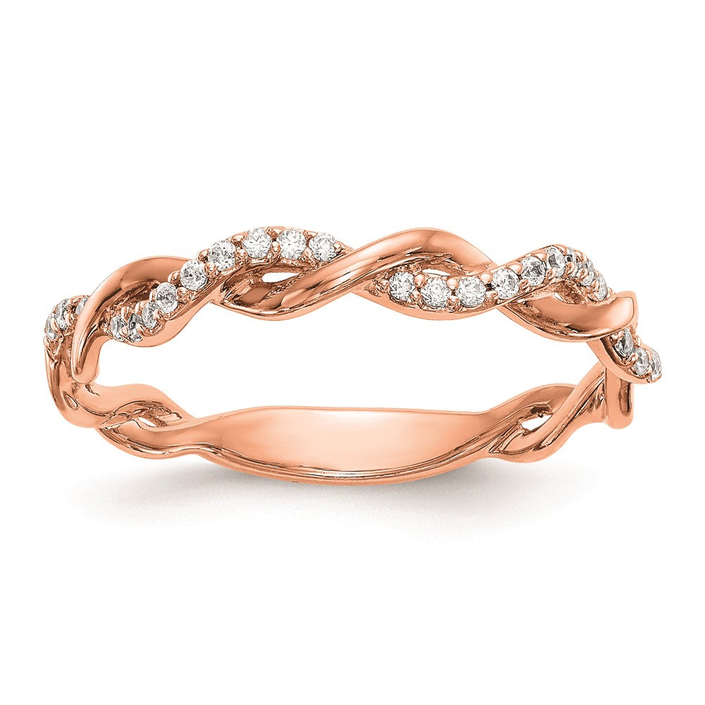 14K Roségold Ehering mit echten Diamanten