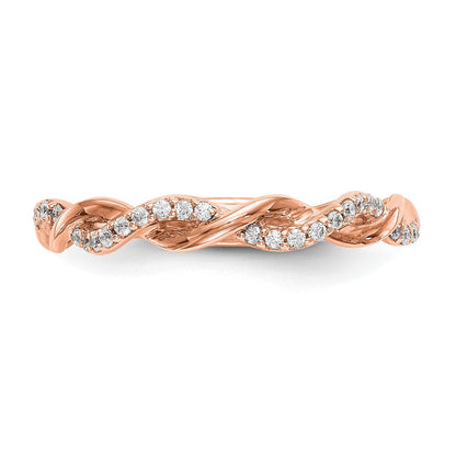 14K Roségold Ehering mit 0,125 ct. laborgezüchteten Diamanten VS/SI+ G+, Criss-Cross-Design