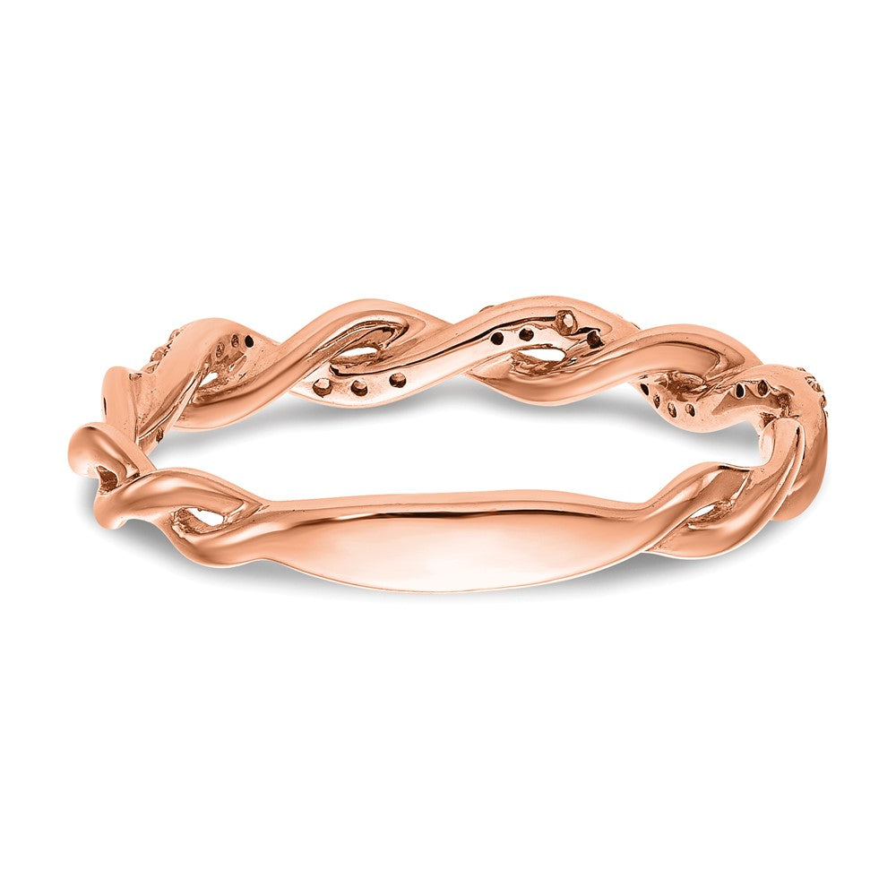 14K Roségold Ehering mit 0,125 ct. laborgezüchteten Diamanten VS/SI+ G+, Criss-Cross-Design