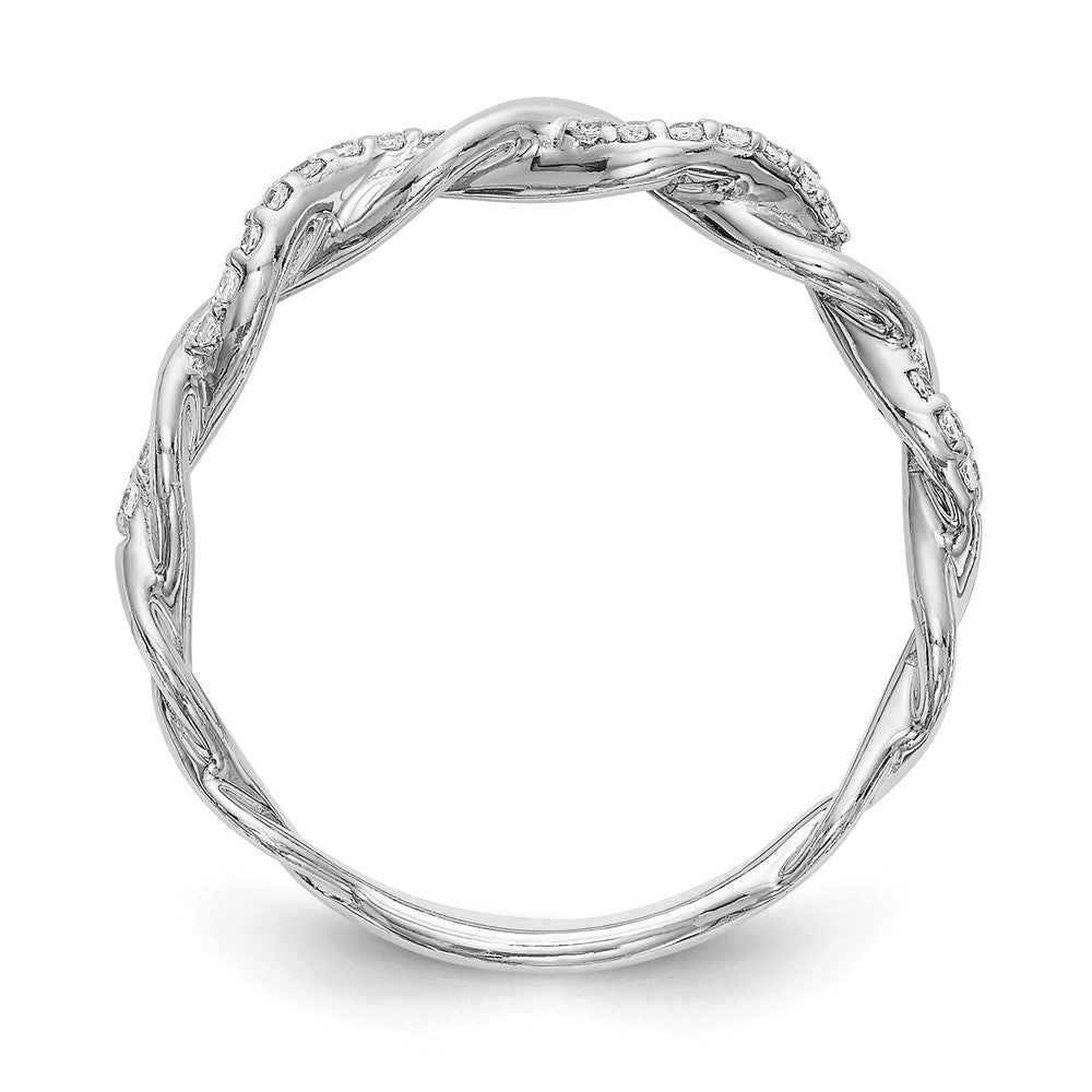 14K Weißgold 0,125 ct. Labor-Diamant VS/SI+ G+ Criss-Cross-Ehering