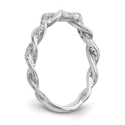 14K Weißgold 0,125 ct. Labor-Diamant VS/SI+ G+ Criss-Cross-Ehering