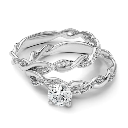 14K Weißgold 0,125 ct. Labor-Diamant VS/SI+ G+ Criss-Cross-Ehering