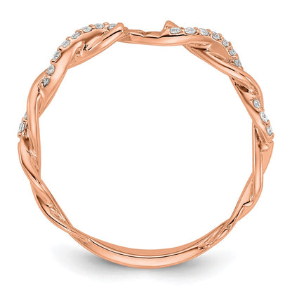 14K Roségold 0,10 ct. Laborgezüchteter Diamant VS/SI+ G+ Krappenfassung Criss-Cross-Verlobungsring
