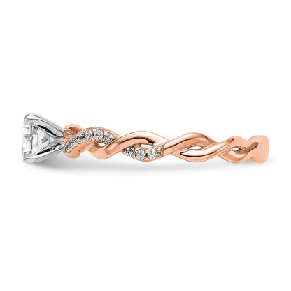 14K Roségold 0,10 ct. Laborgezüchteter Diamant VS/SI+ G+ Krappenfassung Criss-Cross-Verlobungsring