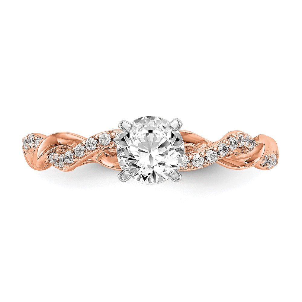 14K Roségold 0,10 ct. Laborgezüchteter Diamant VS/SI+ G+ Krappenfassung Criss-Cross-Verlobungsring