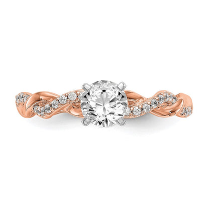 14K Roségold 0,10 ct. Laborgezüchteter Diamant VS/SI+ G+ Krappenfassung Criss-Cross-Verlobungsring