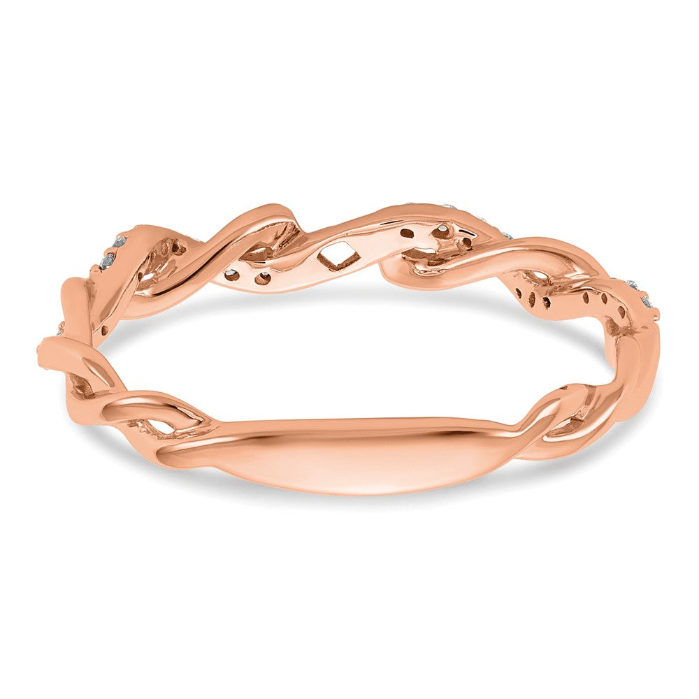 14K Roségold 0,10 ct. Laborgezüchteter Diamant VS/SI+ G+ Krappenfassung Criss-Cross-Verlobungsring