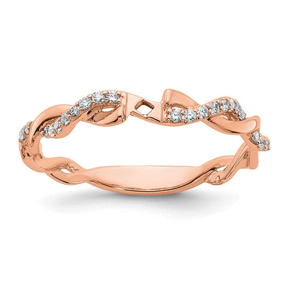 14K Roségold 0,10 ct. Laborgezüchteter Diamant VS/SI+ G+ Krappenfassung Criss-Cross-Verlobungsring