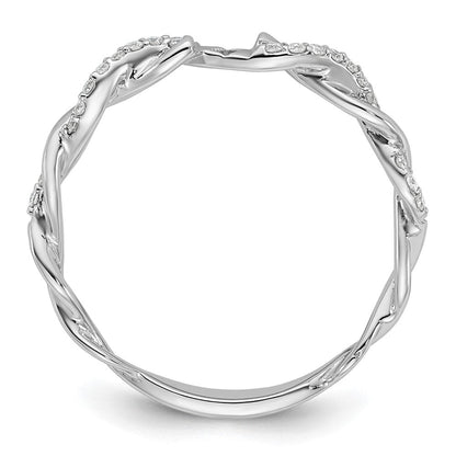 14K Weißgold Verlobungsring mit Peg-Fassung, Criss-Cross-Design und simulierten Diamanten