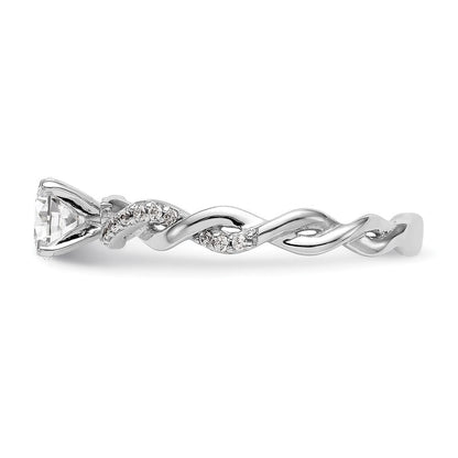14K Weißgold Verlobungsring mit Peg-Fassung, Criss-Cross-Design und simulierten Diamanten