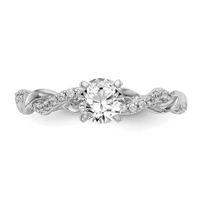 14K Weißgold Verlobungsring mit Peg-Fassung, Criss-Cross-Design und simulierten Diamanten