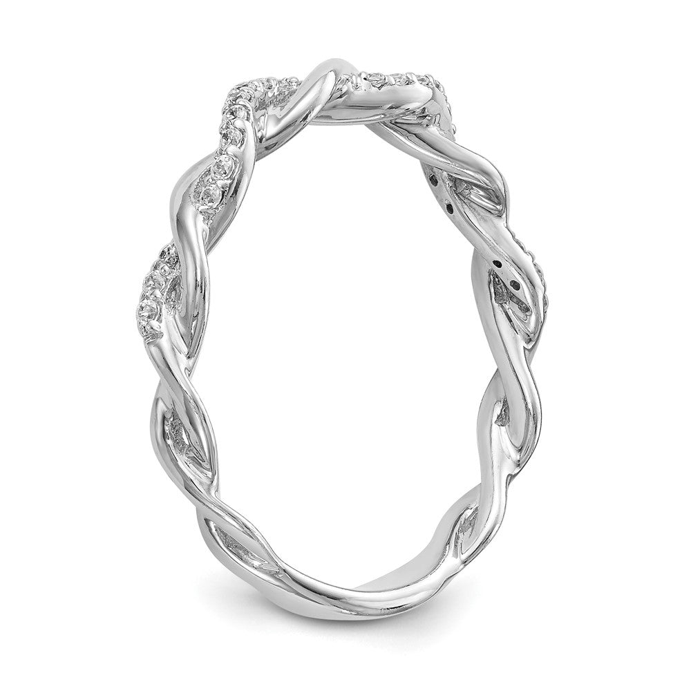 14K Weißgold Verlobungsring mit Peg-Fassung, Criss-Cross-Design und simulierten Diamanten