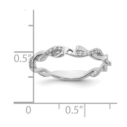 14K Weißgold Verlobungsring mit Peg-Fassung, Criss-Cross-Design und simulierten Diamanten