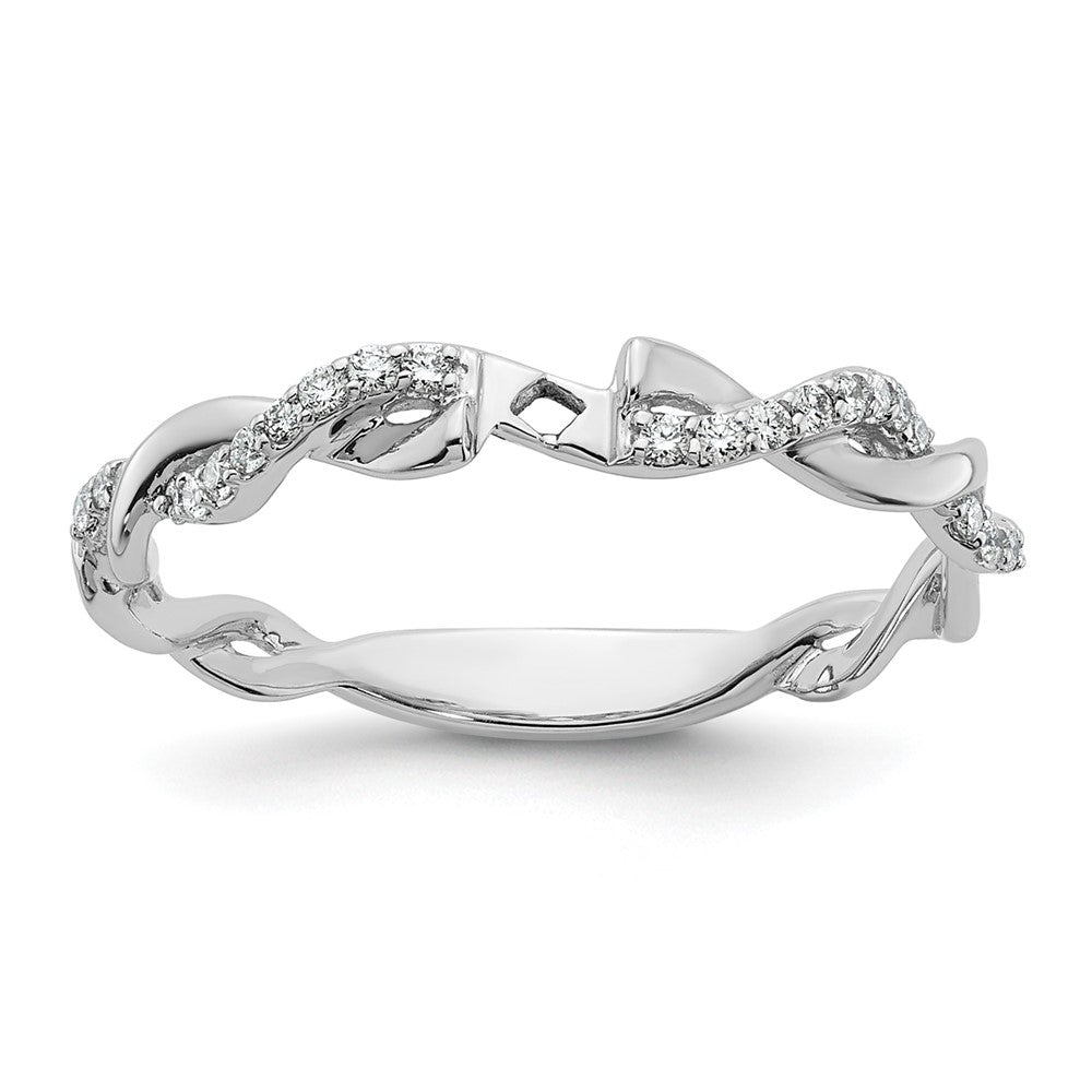 14K Weißgold Verlobungsring mit Peg-Fassung, Criss-Cross-Design und simulierten Diamanten
