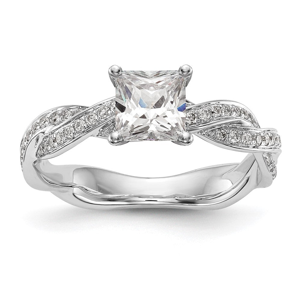 14K Weißgold Kreuz Stift Set 3/8 Karat Diamant Halbfassung Verlobungsring