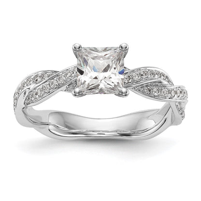 14K Weißgold Kreuz Stift Set 3/8 Karat Diamant Halbfassung Verlobungsring