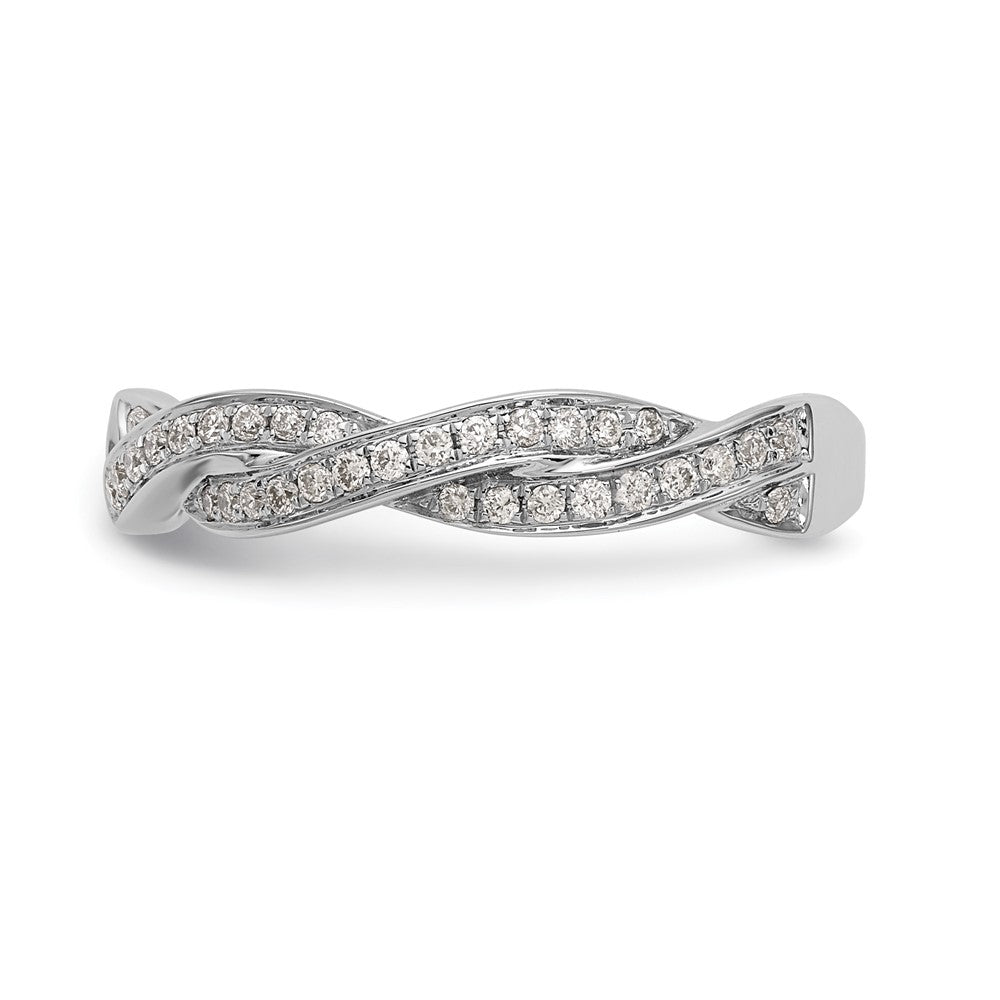 14K Weißgold Verlobungsring mit 0,33 ct. im Peg-Set gefassten, gezüchteten Diamanten im Criss-Cross-Design, VS/SI+ G+