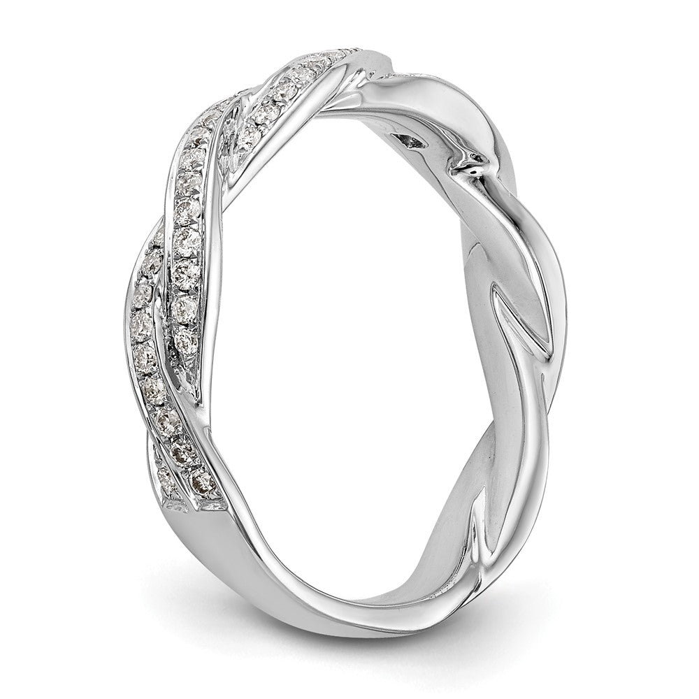 14K Weißgold Verlobungsring mit 0,33 ct. im Peg-Set gefassten, gezüchteten Diamanten im Criss-Cross-Design, VS/SI+ G+