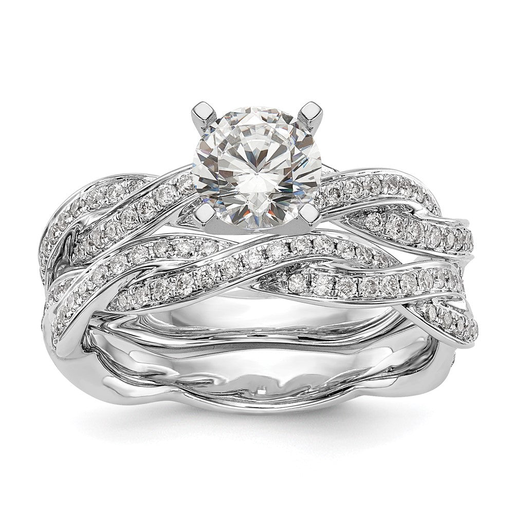 14K Weißgold Verlobungsring mit 0,33 ct. im Peg-Set gefassten, gezüchteten Diamanten im Criss-Cross-Design, VS/SI+ G+